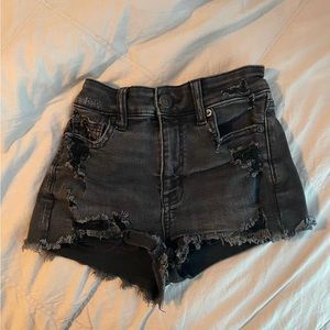 american eagle black jean shorts